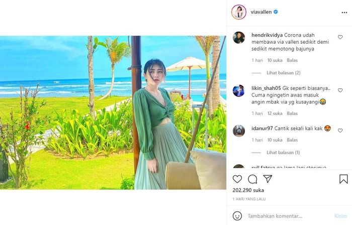 Komentar netizen terhadap unggahan di akun Instagram Via Vallen.