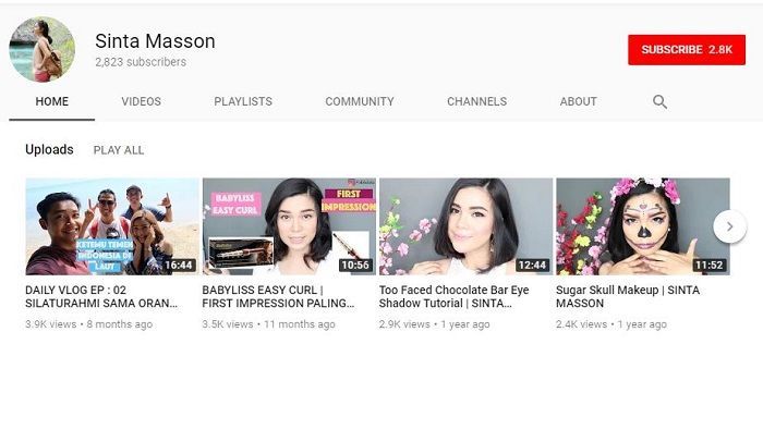 akun Youtube Sinta