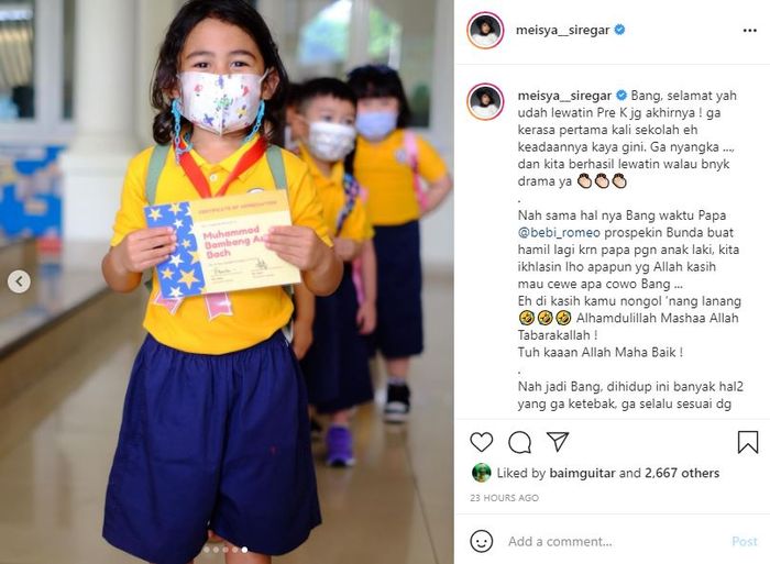 Unggahan Instagram <a href='https://tribunmedan.cfd/tag/meisya-siregar' title='Meisya&nbsp;Siregar'>Meisya&nbsp;Siregar</a>