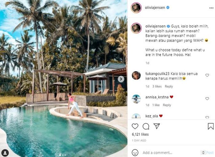 Olivia Jensen akui lebih pilih punya <a href='https://manado.tribunnews.com/tag/rumah-mewah' title='rumah&nbsp;mewah'>rumah&nbsp;mewah</a> ketimbang pasangan yang wah