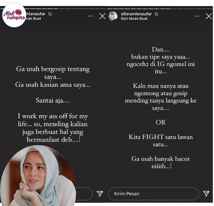 Unggahan Olla Ramalan yang diunggah ulang akun gosip instagram. <a href='https://tribunmedan.cfd/tag/olla-ramlan' title='Olla&nbsp;Ramlan'>Olla&nbsp;Ramlan</a> diduga sindir seseorang di unggahan tersebut.