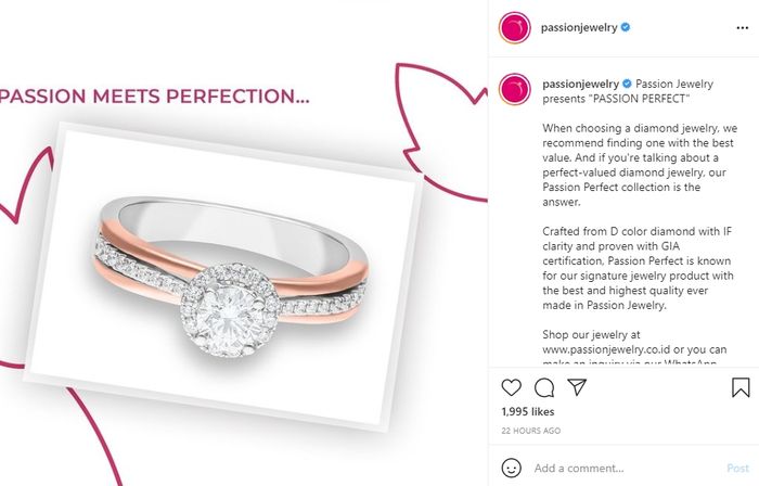 dok. instagram/passionjewelry
Cincin lamaran Lesty Kejora