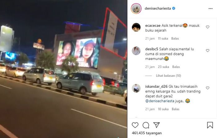 instagram.com/denisechariesta
Penampakan wajah bengep Denise Chariesta di billboard