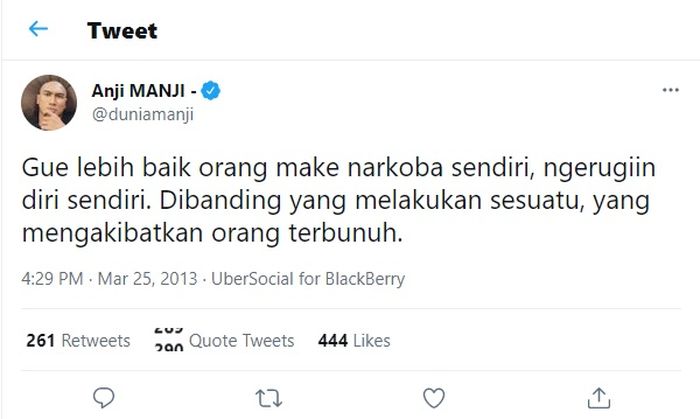 Cuitan Anji yang seolah meramal kejadiannya kemarin ditangkap Polisi karena narkoba.