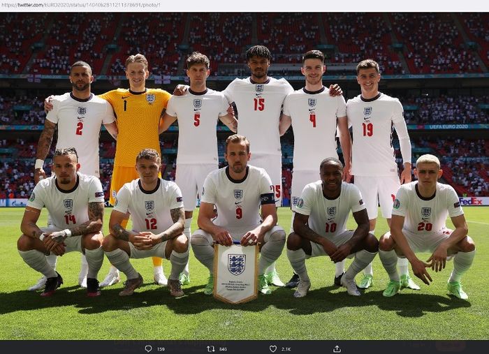 Skuad timnas Inggris sebelum laga melawan Kroasia pada laga perdana EURO 2020.