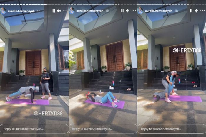 Aurel Hermansyah Lakukan Workout Bareng Pelatihnya.