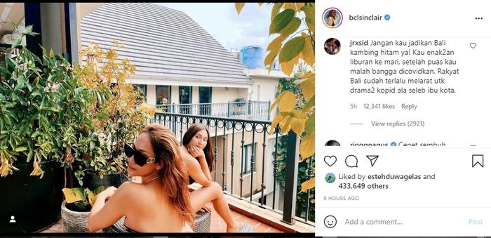 akun IG @bclsinclair
Komentar pedas Jerinx di unggahan BCL yang sedang melakukan isolasi mandiri