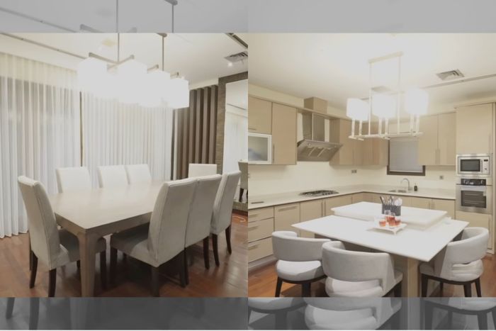 Dapur dan ruang makan di rumah artis Celine Evangelista.