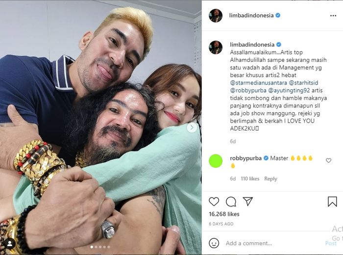 Unggahan Limbad tentang Ayu Ting Ting