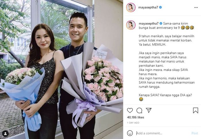 Unggahan Instagram <a href='https://manado.tribunnews.com/tag/maya-septha' title='Maya Septha'>Maya Septha</a>.