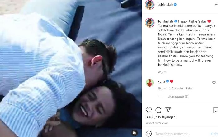 unggahan BCL yang memperlihatkan kebersamaan ashraf dan noah