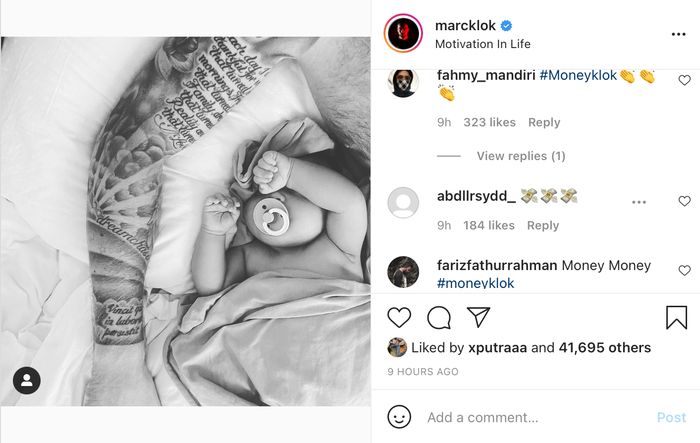 Instagram Marc Klok diserang nitizen dengan komentar #MoneyKlok