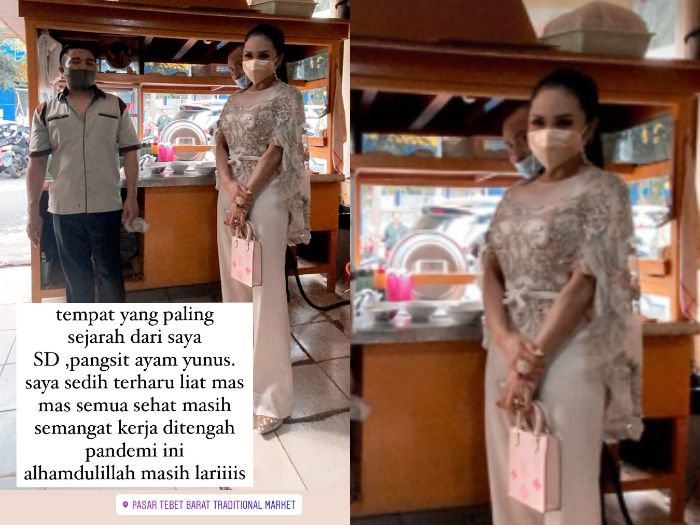 Penampilan Cetar Krisdayanti Pakai Baju Bling-bling Curi Perhatian saat mampir ke warung mie ayam