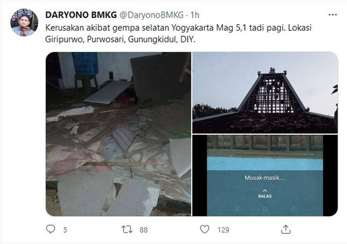 Kerusakan akibat gempa di Yogyakarta
