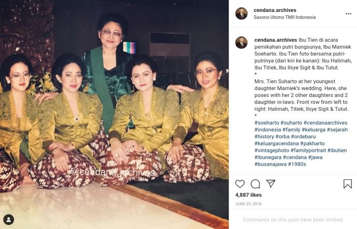 Bukti kehadiran Halimah sebagai menantu Keluarga Cendana diterima Presiden Soeharto dan Ibu Tien Soeharto