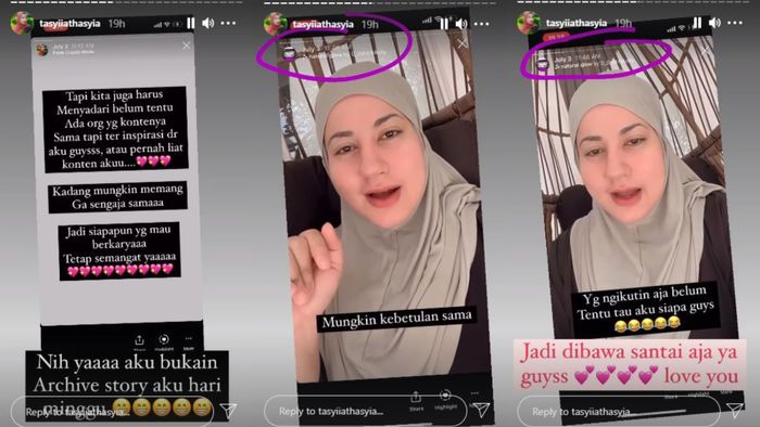 Postingan Instagram Story <a href='https://jambi.tribunnews.com/tag/tasyi-athasyia' title='Tasyi Athasyia'>Tasyi Athasyia</a> menanggapi soal <a href='https://jambi.tribunnews.com/tag/ayu-ting-ting' title='Ayu Ting Ting'>Ayu Ting Ting</a> disebut plagiat <a href='https://jambi.tribunnews.com/tag/konten' title='konten'>konten</a> YouTubenya