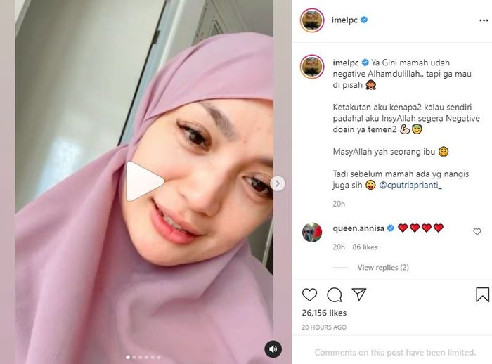Imel Putri bagikan kondisi terbarunya dan sang ibunda usai dinyatakan positif covid-19