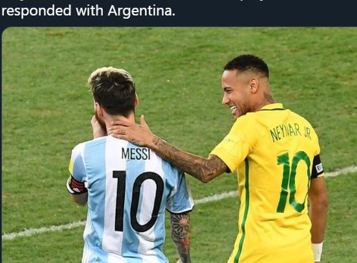 Neymar dan Lionel Messi bertemu dalam duel Brasil vs Argentina.