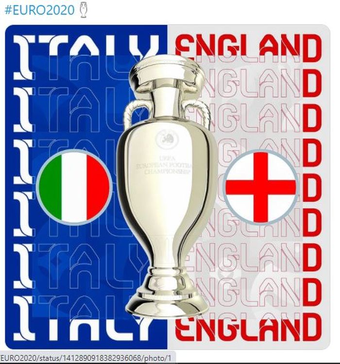 Ilustrasi final EURO 2020 yang mempertemukan timnas Italia dengan timnas Inggris.
