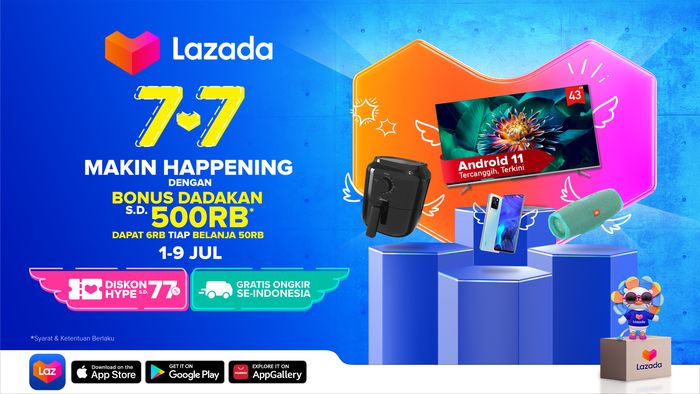 Lazada 7.7 Sale berlangsung pada 1-9 Juli 2021.