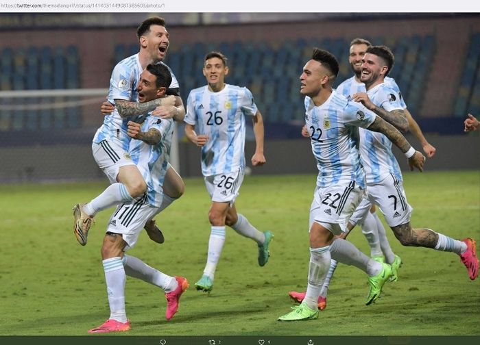 Keceriaan timnas Argentina usai menjuarai Copa America 2021.