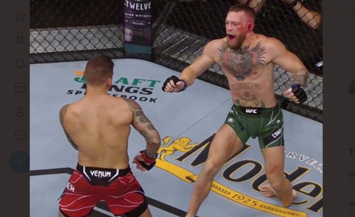 Kaki Conor McGregor patah dalam laga UFC 264 melawan Dustin Poirier, Minggu (11/7/2021) WIB di Las Vegas.