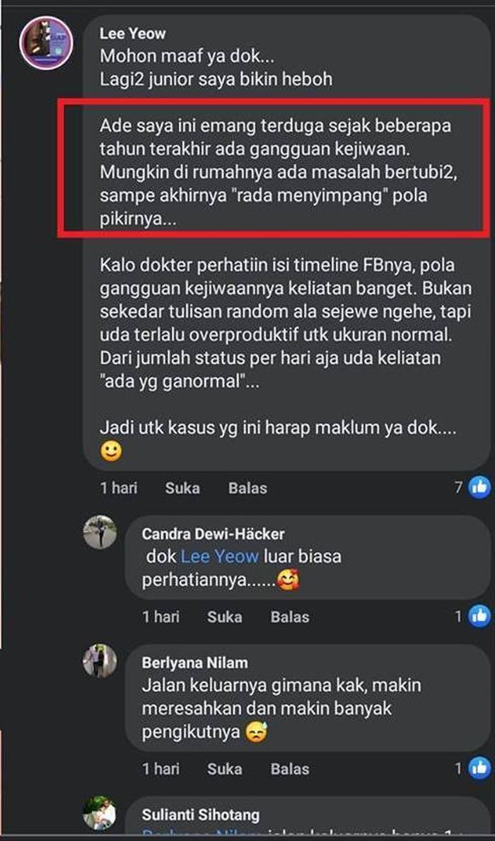 Keterangan Lee Yeow tentang dokter Lois yang mengagetkan.