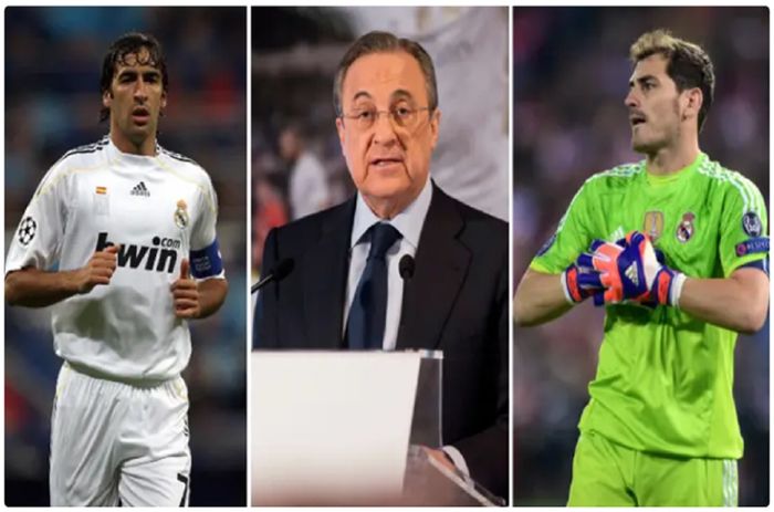 Rekaman pengakuan Florentino Perez (tengah) bocor, Raul Gonzalez dan Iker Casillas ternyata penipuan terbesar Real Madrid.