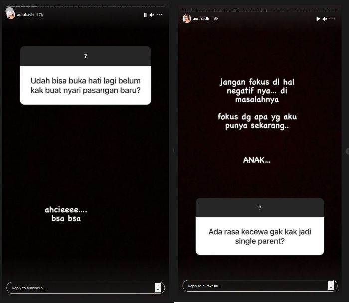 Aura Kasih membuat story QnA di media sosial