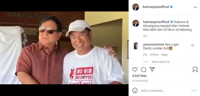 Prabowo Subianto dan <a href='https://medan.tribunnews.com/tag/hotman-paris' title='Hotman Paris'>Hotman Paris</a>