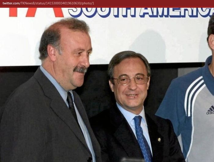Vicente del Bosque bersama dengan presiden Real Madrid, Florentino Perez.