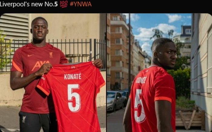 Ibrahima Konate bakal mengenakan nomor punggung 5 di Liverpool.