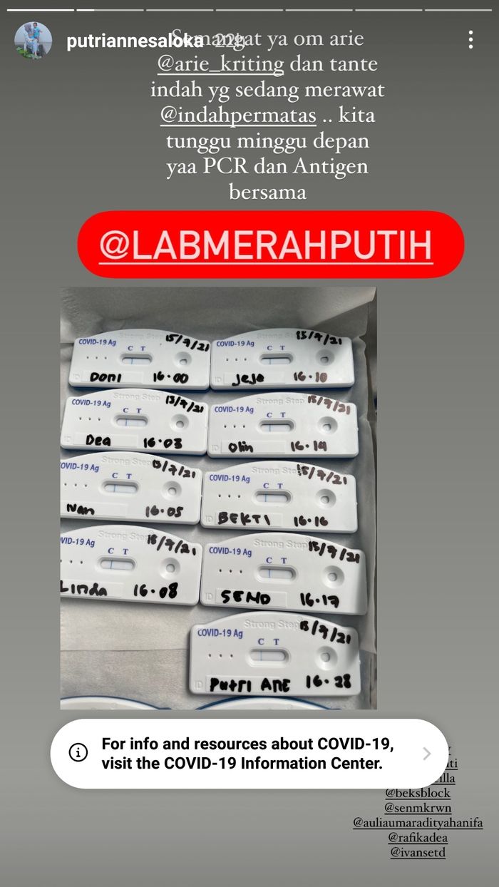 Putri Anne tes Covid19