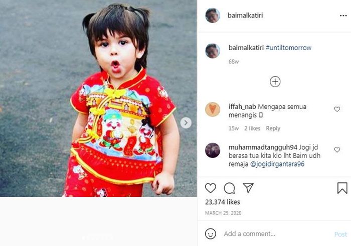 Potret Baim kecil