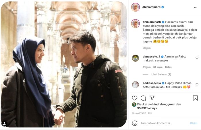 Dhini Aminarti mendoakan Dimas Seto