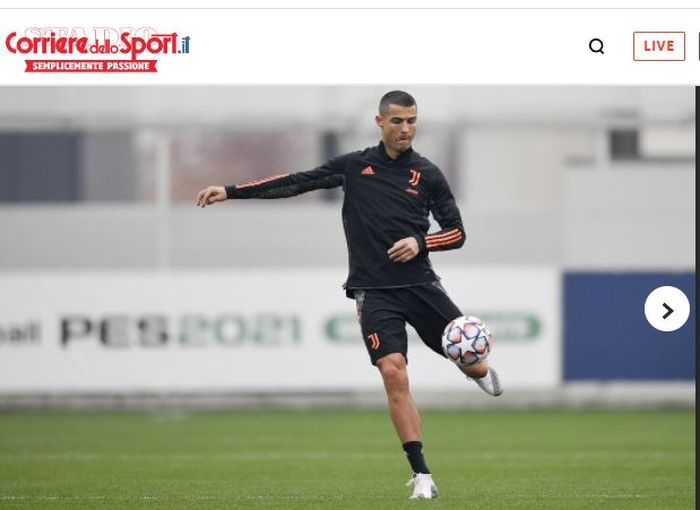 Cristiano Ronaldo menjalani sesi latihan di Juventus.