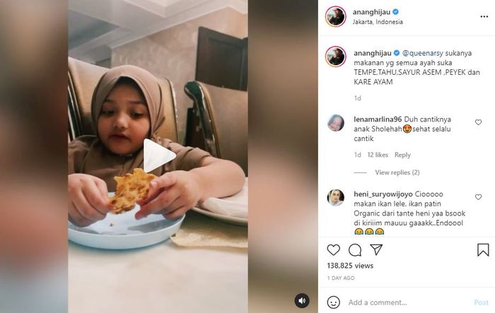 Arsy Hermansyah mengaku sangat senang makan sayur asam