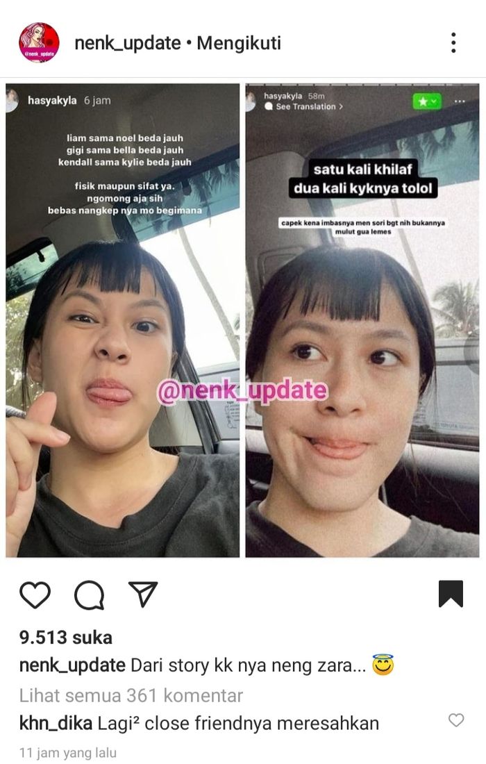 Postingan Kyla, kakak Adhisty Zara