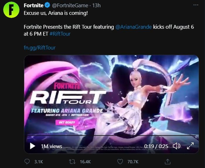 Resmi Fortnite Hadirkan Ariana Grande Di Event Rift Tour 2021 Semua Halaman Grid Games