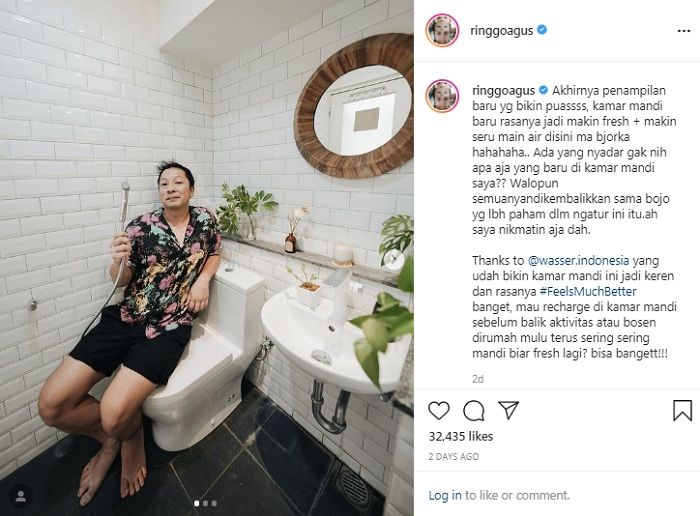 Kamar mandi di rumah artis Ringgo Agus Rahman 