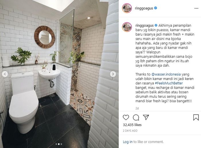 Kamar mandi di rumah artis Ringgo Agus Rahman 