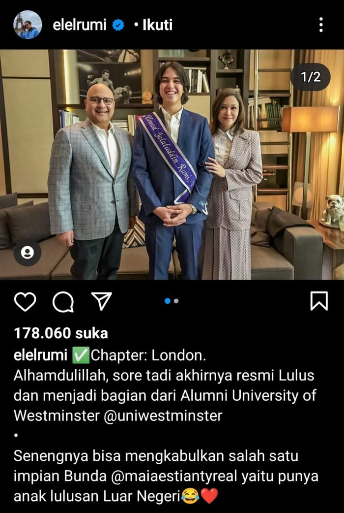 Momen kelulusan El Rumi dari kampusnya.