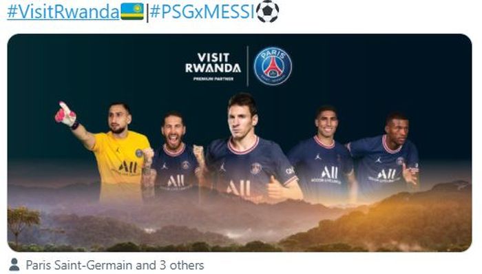 Dari kiri ke kanan, Gianluigi Donnarumma, Sergio Ramos, Lionel Messi, Achraf Hakimi, dan Georginio Wijnaldum, akan memperkuat Paris Saint-Germain mulai musim 2021-2022 usai didatangkan klub Ligue 1 itu pada musim panas 2021.