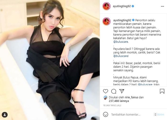 Ayu Ting Ting saat bicarakan kemenangan dan kekalahan
