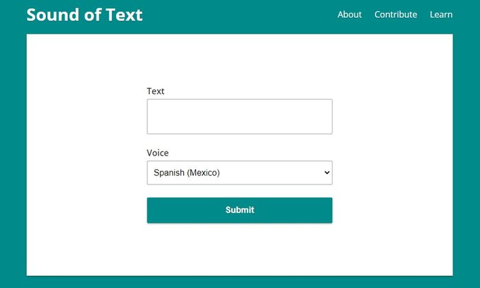 Tampilan awal sound of text