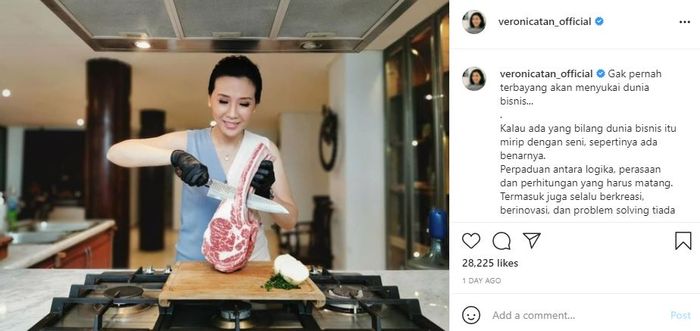 Veronica Tan tunjukkan taringnya saat potong bongkahan daging dan pamer wajah glowing yang sukses bikin mleyot