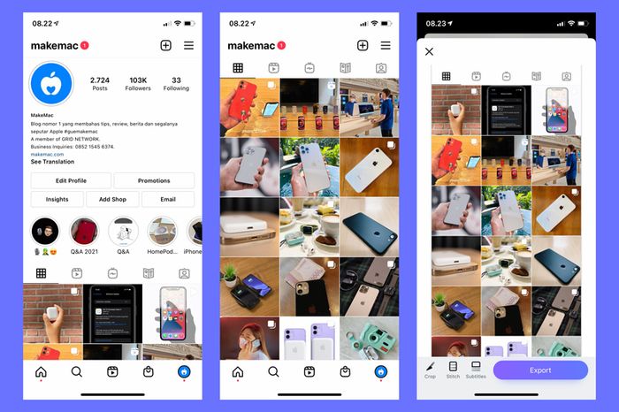 Membuat screenshot overlap dan gabungkan di Stiiitch