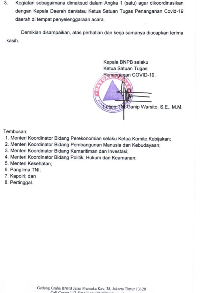 Rekomendasi BNPB ke PSSI