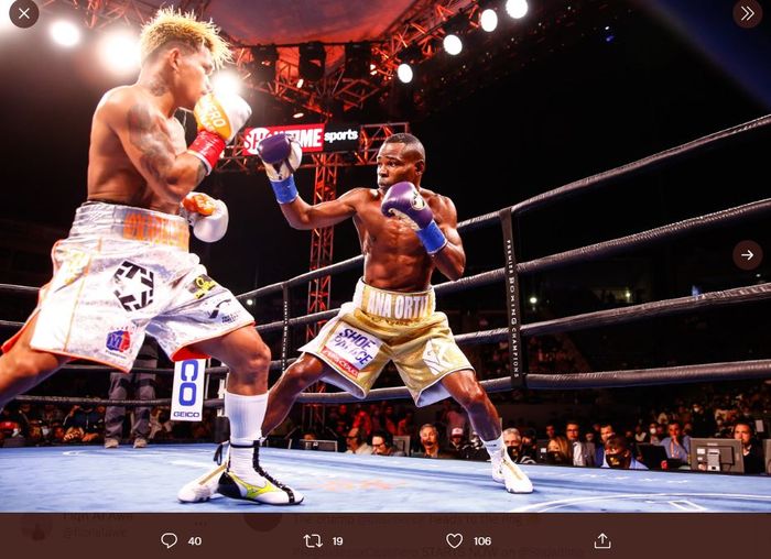 Momen duel John Riel Casimero (kiri) vs Guillermo Rigondeaux (kanan) yang mentas Minggu (15/8/2021) waktu Indonesia. Duel ini disebut setara saga Manny Pacquiao vs Floyd Mayweather.