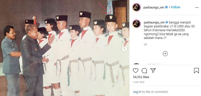 Postingan Pasha Ungu saat dirinya jadi Paskibra 26 tahun silam